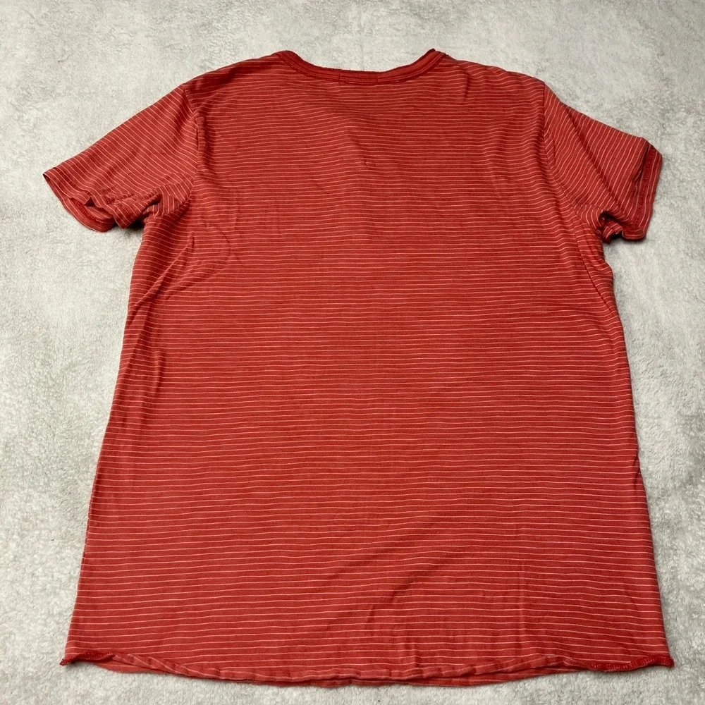 Marine Layer Shirt Henley Short Sleeve Striped Red Mens Medium
